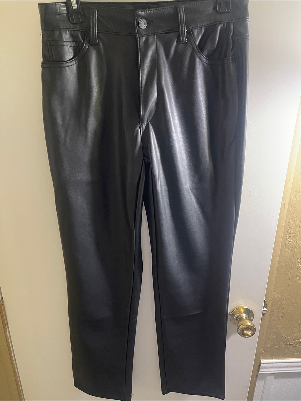Time and Tru Black Faux Leather Straight Leg Pants Size 8